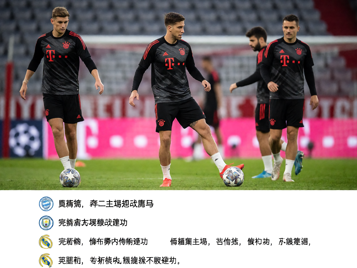 欧冠半决赛拜仁慕尼黑赛前热身训练场景